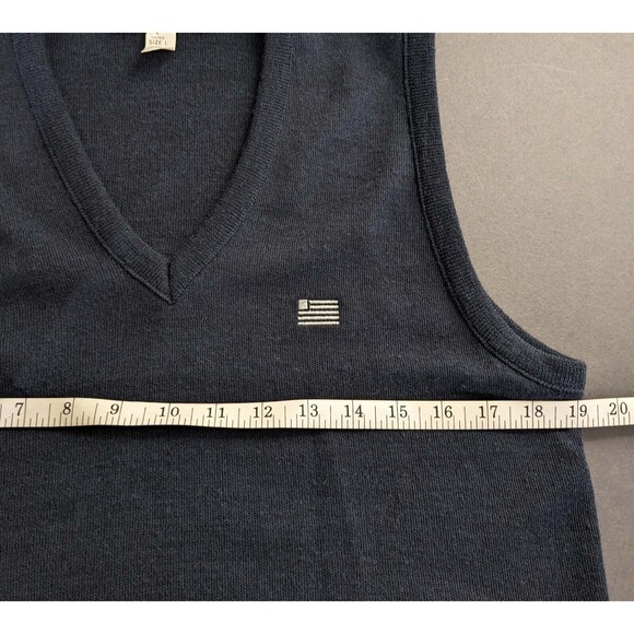 Winona Knitting Mills Women's LG Black V-Neck Sweater Vest Embroidered Flag - Picture 6 of 7